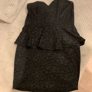 Strapless peplum bodycon mini dress